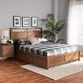 Baxton Studio Saffron ModernWalnut Brown Finished Wood Queen Size 4-Drawer Platform Storage Bed 196-11505-11508-ZORO